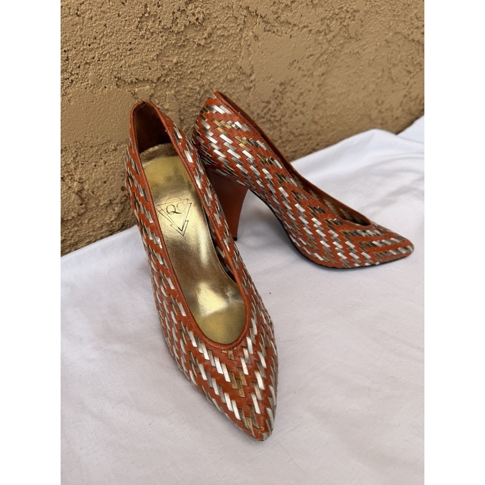 Vintage Orange And Golden Woven Shoes Women's Size 5.5 QC